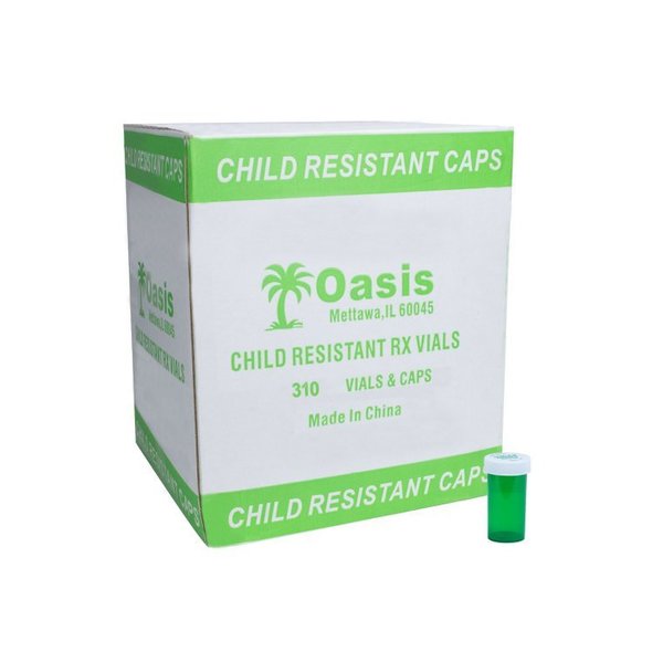 Oasis Green Prescription Vials, 13 Dram, 310 Per Case 10013-G